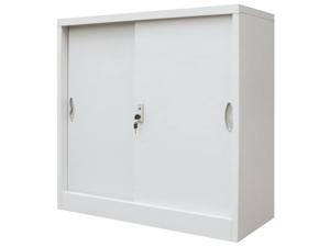 vidaXL Office Cabinet with Sliding Doors Metal Gray Filing Storage Cabinet vidaXL Office Cabinet with Sliding Doors Metal Gray Filing Storage Cabinet