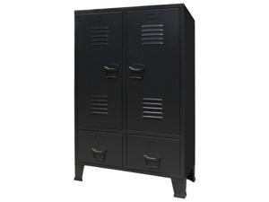 vidaXL Wardrobe Metal Industrial Style 26.4"x13.8"x42.1" Black Office Cabinet vidaXL Wardrobe Metal Industrial Style 26.4"x13.8"x42.1" Black Office Cabinet
