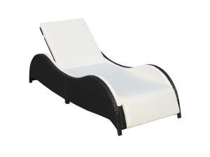 vidaXL Sun Lounger with Cushion Flowing Lines Poly Rattan Black