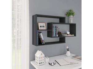 vidaXL Wall Shelves Gray Chipboard Hanging Display Wall Storage Cabinet Shelf vidaXL Wall Shelves Gray Chipboard Hanging Display Wall Storage Cabinet Shelf