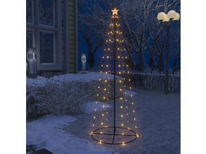 vidaXL Christmas Cone Tree 100 Warm White LEDs Decoration 2x6 ft Ornament