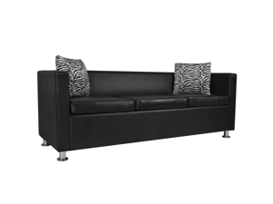 Artificial Leather 3-Seater Sofa Black Artificial Leather 3-Seater Sofa Black
