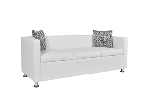 Artificial Leather 3-Seater Sofa White Artificial Leather 3-Seater Sofa White