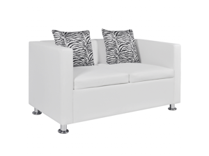 Artificial Leather 2-Seater Sofa White Artificial Leather 2-Seater Sofa White