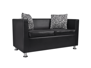 Artificial Leather 2-Seater Sofa Black Artificial Leather 2-Seater Sofa Black