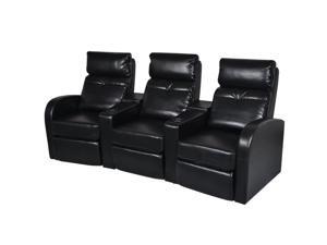 vidaXL Artificial Leather Home Cinema Recliner Reclining Sofa 3-seat Black vidaXL Artificial Leather Home Cinema Recliner Reclining Sofa 3-seat Black