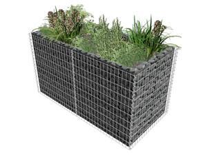 vidaXL Gabion Raised Bed Steel 71"x35.4"x39.4" Silver Garden Flower Container vidaXL Gabion Raised Bed Steel 71"x35.4"x39.4" Silver Garden Flower Container