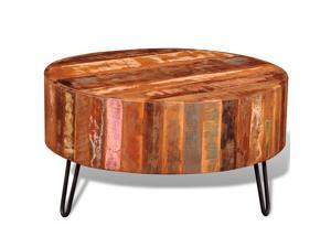 vidaXL Coffee Table Solid Reclaimed Wood Round Couch End Side Telephone Table