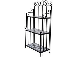 vidaXL Plant Stand Display Black White Mosaic Pattern vidaXL Plant Stand Display Black White Mosaic Pattern
