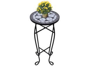vidaXL Mosaic Side Table Plant Table Black White vidaXL Mosaic Side Table Plant Table Black White