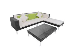 vidaXL Garden Sofa Set 17 Pieces Poly Rattan Black Outdoor Bed Seating Lounge vidaXL Garden Sofa Set 17 Pieces Poly Rattan Black Outdoor Bed Seating Lounge