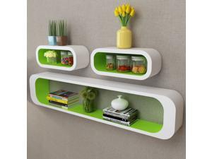 3 White-Green MDF Floating Wall Display Shelf Cubes Book/DVD Storage 3 White-Green MDF Floating Wall Display Shelf Cubes Book/DVD Storage