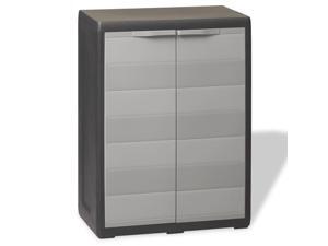 vidaXL Garden Storage Cabinet with 1 Shelf Black and Gray vidaXL Garden Storage Cabinet with 1 Shelf Black and Gray
