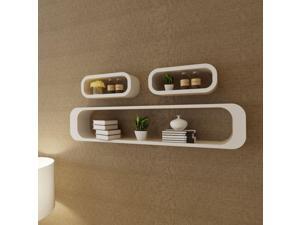 vidaXL 3x Wall-Mounted Cube Floating Shelf Set Matte White Display Store Home