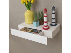 vidaXL Floating Wall Shelf Display with Drawer White Storage Wall Hangings