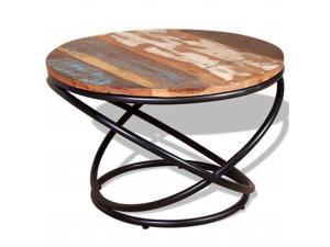 vidaXL Solid Reclaimed Wood Coffee Side Table Wooden Top Iron Furniture Home