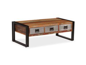 vidaXL Coffee Table with 3 Drawers Solid Reclaimed Wood Living Room Home Stand