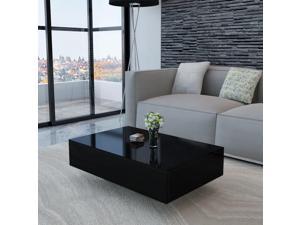 vidaXL Coffee Table MDF High Gloss Black 33.5" Accent Tea Side Living Room