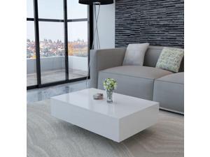 vidaXL Coffee Table High Gloss White 33.5" Accent Tea Side Living Room Stand