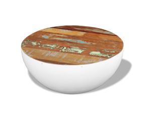 vidaXL Solid Reclaimed Wood Round Coffee Table Bowl Shape Steel Side Table