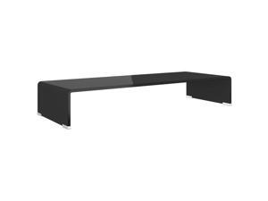 vidaXL TV Stand Monitor Riser 31.5" Black Glass Computer LCD Desktop Shelf vidaXL TV Stand Monitor Riser 31.5" Black Glass Computer LCD Desktop Shelf