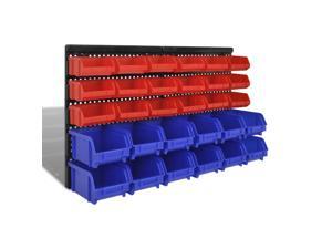 vidaXL 30x Wall Mounted Garage Storage Bin Set Plastic Blue Red Hanging Box vidaXL 30x Wall Mounted Garage Storage Bin Set Plastic Blue Red Hanging Box