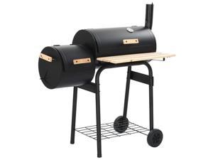 vidaXL Classic Charcoal BBQ Offset Smoker w/ Wheels Outdoor Patio Stand Grill