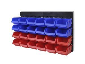 vidaXL 2x Wall Mounted Garage Tool Organizer Plastic Blue Red Storage Box vidaXL 2x Wall Mounted Garage Tool Organizer Plastic Blue Red Storage Box