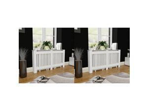 Radiator Covers 2 pcs White MDF 59.8" Radiator Cover Heating Cover Cabinet Freestanding Decorative Display Stand