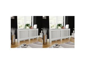Radiator Covers 2 pcs White MDF 67.7" Radiator Cover Heating Cover Cabinet Freestanding Decorative Display Stand
