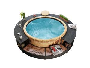 vidaXL Spa Surround Poly Rattan Black Garden Outdoor Patio Massage Hot Tub vidaXL Spa Surround Poly Rattan Black Garden Outdoor Patio Massage Hot Tub