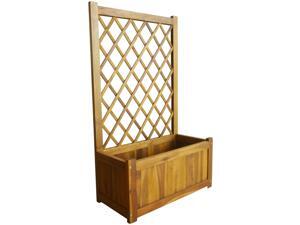 vidaXL Solid Acacia Wood Garden Raised Bed with Trellis Outdoor Flower Bed Box vidaXL Solid Acacia Wood Garden Raised Bed with Trellis Outdoor Flower Bed Box