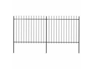 vidaXL Garden Fence with Spear Top Steel 66.9"x47.2" Black Landscape Fence 