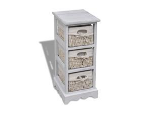 vidaXL Wooden Storage Rack 3 Weaving Baskets White 9.8" Hallway Stand Box vidaXL Wooden Storage Rack 3 Weaving Baskets White 9.8" Hallway Stand Box