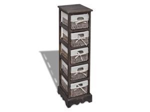 vidaXL Brown Wooden Storage Rack 5 Weaving Baskets 9.8" Hallway Stand Box vidaXL Brown Wooden Storage Rack 5 Weaving Baskets 9.8" Hallway Stand Box