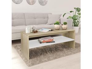vidaXL Coffee Table White and Sonoma Oak Engineered Wood Couch Telephone Table