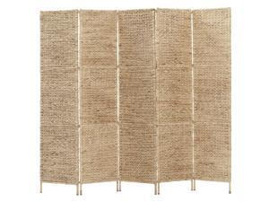 vidaXL 5-Panel Room Divider Water Hyacinth Privacy Screen Folding Side Stand vidaXL 5-Panel Room Divider Water Hyacinth Privacy Screen Folding Side Stand