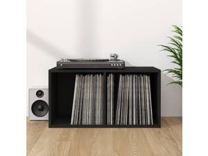 vidaXL Vinyl Storage Box Black Chipboard Recorder Case Collection Cabinet vidaXL Vinyl Storage Box Black Chipboard Recorder Case Collection Cabinet