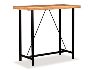 vidaXL Solid Acacia Wood Bar Table Polished 47.2" Steel Bistro Pub Dining