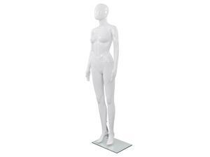 vidaXL Full Body Female Mannequin with Glass Base Glossy White 68.9" Display vidaXL Full Body Female Mannequin with Glass Base Glossy White 68.9" Display