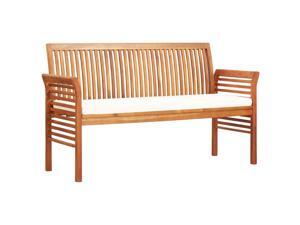 vidaXL Solid Acacia Wood 3-Seater Garden Bench with Cushion 59" Slat Outdoor vidaXL Solid Acacia Wood 3-Seater Garden Bench with Cushion 59" Slat Outdoor
