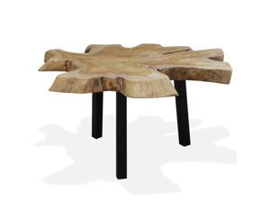 vidaXL Coffee Table Rustic Steel Genuine Teak 31.4" Couch Sofa Side Table
