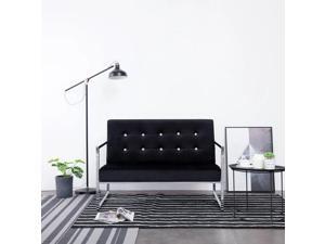 vidaXL 2-Seater Sofa with Armrests Black Chrome Velvet Home Furniture Seating vidaXL 2-Seater Sofa with Armrests Black Chrome Velvet Home Furniture Seating