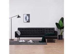 vidaXL L-shaped Sofa Bed Adjustable Black Faux Leather Couch Lounge Chair vidaXL L-shaped Sofa Bed Adjustable Black Faux Leather Couch Lounge Chair