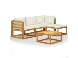 vidaXL Solid Acacia Wood 5 Piece Garden Lounge Set with Cushions Outdoor Sofa vidaXL Solid Acacia Wood 5 Piece Garden Lounge Set with Cushions Outdoor Sofa