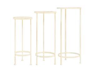 vidaXL Plant Stand Set 3 Pieces Vintage Style Metal Antique White Display Rack vidaXL Plant Stand Set 3 Pieces Vintage Style Metal Antique White Display Rack