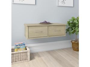 vidaXL Wall-mounted Drawer Shelf Floating Sonoma Oak 23.6" Chipboard Console vidaXL Wall-mounted Drawer Shelf Floating Sonoma Oak 23.6" Chipboard Console