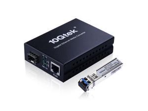 Gigabit Ethernet Media Converter, Singlemode Dual LC Fiber, 1.25Gb/s SFP Module to 10/100/1000Base-Tx Fiber Media Converter with a SFP 1000Base-LX Module(1310nm, 20km)