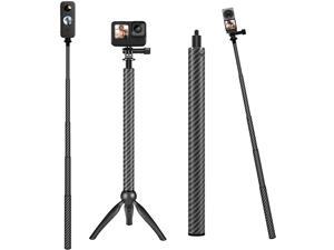 TELESIN Selfie Stick Long with Tripod for GoPro Max Insta360 (120cm/47.2 inch), Carbon Fiber Selfie Pole Telescoping Extension for Go Pro Hero 10 9 8 7 6 5 One R One X2 Go 2 DJI Action 2 Osmo Pocket 2