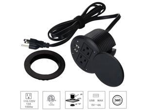 3 inch Power Grommet with Cover, Desktop USB Grommet 4A Port, Desk Furniture UL Listed Recessed Power Grommet with 2 AC Outlets & 6.39ft Cord 3 inch Power Grommet with Cover, Desktop USB Grommet 4A Port, Desk Furniture UL Listed Recessed Power Grommet with 2 AC Outlets & 6.39ft Cord
